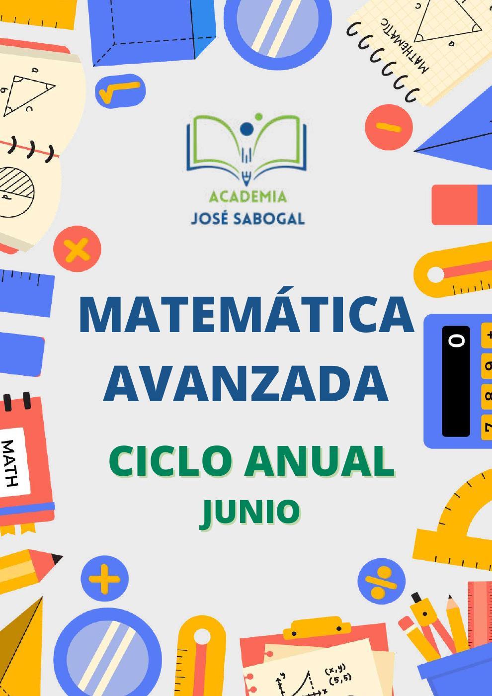 Carátula del libro: Matemática Avanzada - Junio 2024 de la Academia José Sabogal